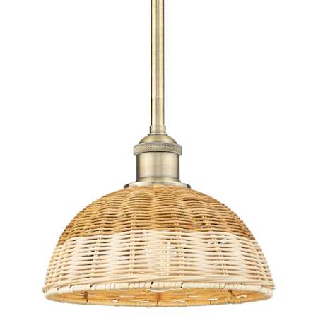 Innovations Lighting Bristol Natural II 9" Wide Mini Pendant Antique Brass / Natural