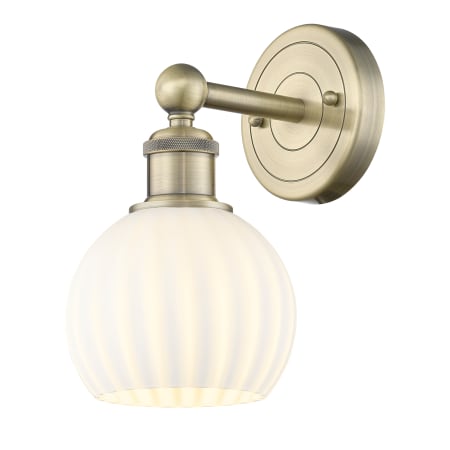 Innovations Lighting White Venetian 10" Tall Bathroom Sconce Antique Brass