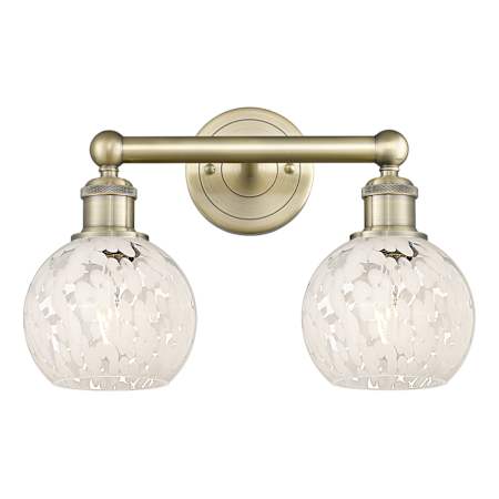 Innovations Lighting White Mouchette 2 Light 15" Wide Vanity Light Antique Brass