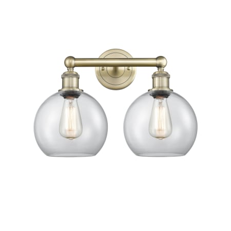 Innovations Lighting Athens 2 Light 17" Wide Vanity Light Antique Brass / Clear