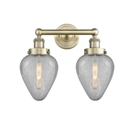 Innovations Lighting Geneseo 2 Light 15" Wide Vanity Light Antique Brass / Clear Crackle