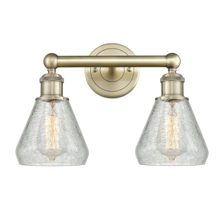 Innovations Lighting Conesus 2 Light 15" Wide Vanity Light Antique Brass / Clear Crackle