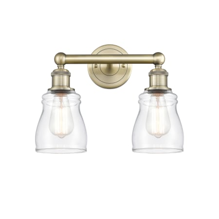 Innovations Lighting Ellery 2 Light 14" Wide Vanity Light Antique Brass / Clear