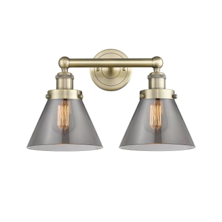 Innovations Lighting Cone 2 Light 16" Wide Vanity Light Antique Brass / Plated Smoke
