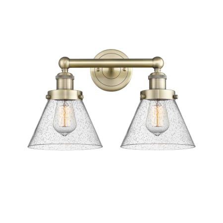 Innovations Lighting Cone 2 Light 16" Wide Vanity Light Antique Brass / Seedy