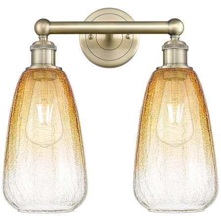 Innovations Lighting Brookhaven Almond 2 Light 15" Wide Vanity Light Antique Brass / Amber