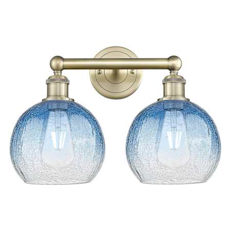 Innovations Lighting Brookhaven Globe 2 Light 17" Wide Vanity Light Antique Brass / Sapphire Blue