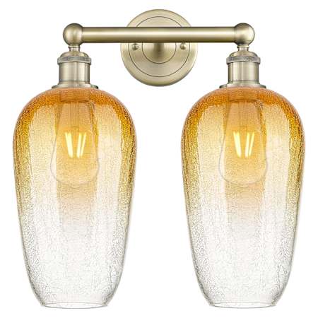 Innovations Lighting Brookhaven Flute 2 Light 16" Wide Vanity Light Antique Brass / Amber