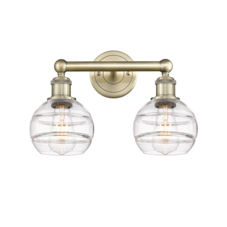 Innovations Lighting Rochester 2 Light 15" Wide Vanity Light Antique Brass / Clear