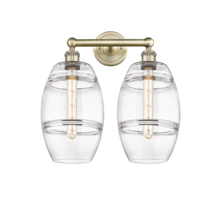 Innovations Lighting Vaz 2 Light 17" Wide Vanity Light Antique Brass / Clear