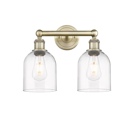 Innovations Lighting Bella 2 Light 15" Wide Vanity Light Antique Brass / Clear