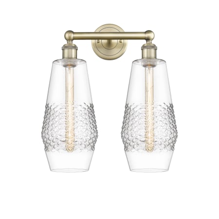 Innovations Lighting Windham 2 Light 16" Wide Vanity Light Antique Brass / Clear