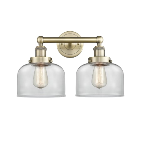 Innovations Lighting Bell 2 Light 16" Wide Vanity Light Antique Brass / Clear