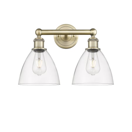 Innovations Lighting Bristol Glass 2 Light 17" Wide Vanity Light Antique Brass / Clear