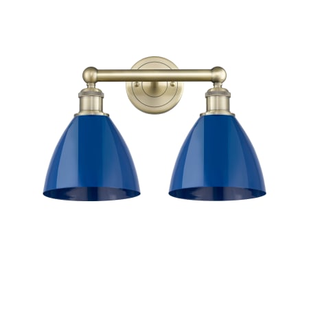 Innovations Lighting Plymouth Dome 2 Light 17" Wide Vanity Light Antique Brass / Blue
