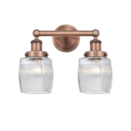Innovations Lighting Colton 2 Light 15" Wide Vanity Light Antique Copper / Clear Halophane