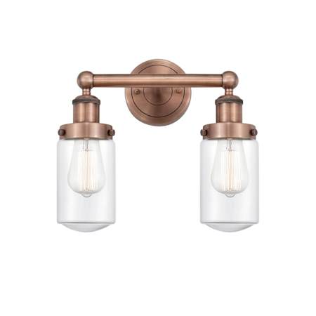 Innovations Lighting Dover 2 Light 16" Wide Vanity Light Antique Copper / Clear