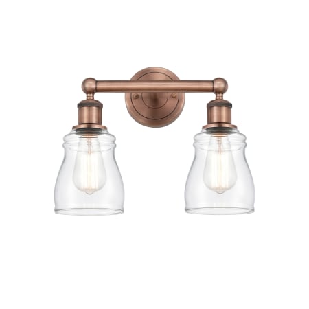 Innovations Lighting Ellery 2 Light 14" Wide Vanity Light Antique Copper / Clear