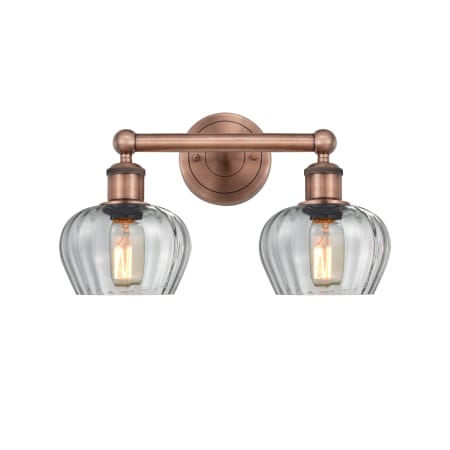 Innovations Lighting Fenton 2 Light 16" Wide Vanity Light Antique Copper / Clear