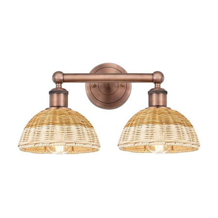 Innovations Lighting Bristol Natural II 2 Light 17" Wide Vanity Light Antique Copper / Natural
