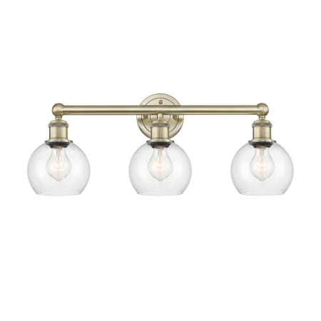 Innovations Lighting Athens 3 Light 24" Wide Vanity Light Antique Brass / Clear