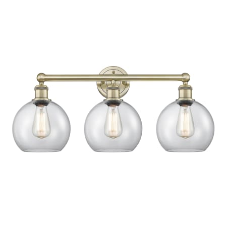Innovations Lighting Athens 3 Light 26" Wide Vanity Light Antique Brass / Clear