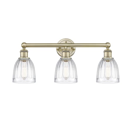 Innovations Lighting Brookfield 3 Light 24" Wide Vanity Light Antique Brass / Clear