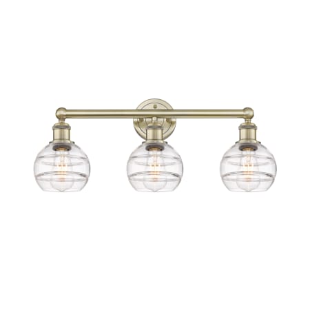 Innovations Lighting Rochester 3 Light 24" Wide Vanity Light Antique Brass / Clear
