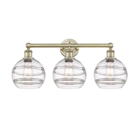 Innovations Lighting Rochester 3 Light 26" Wide Vanity Light Antique Brass / Clear