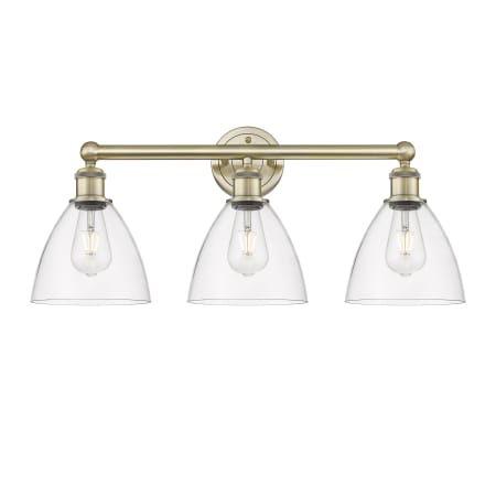 Innovations Lighting Bristol Glass 3 Light 26" Wide Vanity Light Antique Brass / Clear