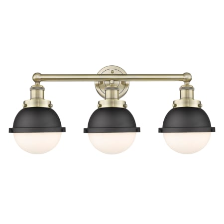 Innovations Lighting Hampden 3 Light 26" Wide Vanity Light Antique Brass / Matte Black / Matte White