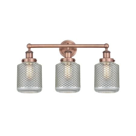 Innovations Lighting Stanton 3 Light 24" Wide Vanity Light Antique Copper / Clear Wire Mesh