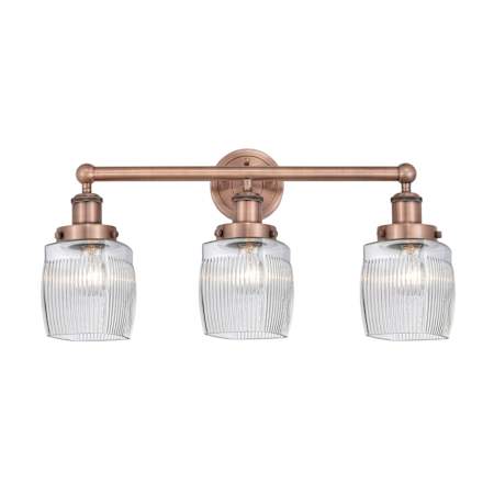 Innovations Lighting Colton 3 Light 24" Wide Vanity Light Antique Copper / Clear Halophane