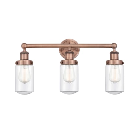 Innovations Lighting Dover 3 Light 25" Wide Vanity Light Antique Copper / Clear
