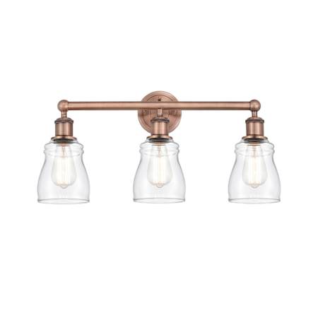 Innovations Lighting Ellery 3 Light 23" Wide Vanity Light Antique Copper / Clear