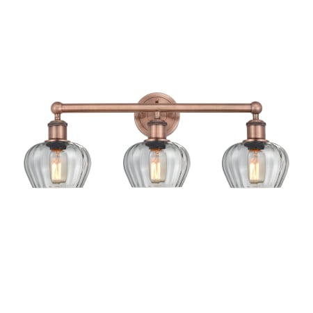 Innovations Lighting Fenton 3 Light 25" Wide Vanity Light Antique Copper / Clear
