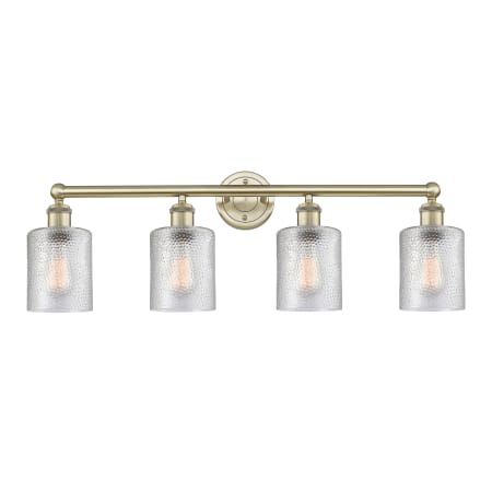 Innovations Lighting Cobbleskill 4 Light 32" Wide Vanity Light Antique Brass / Clear