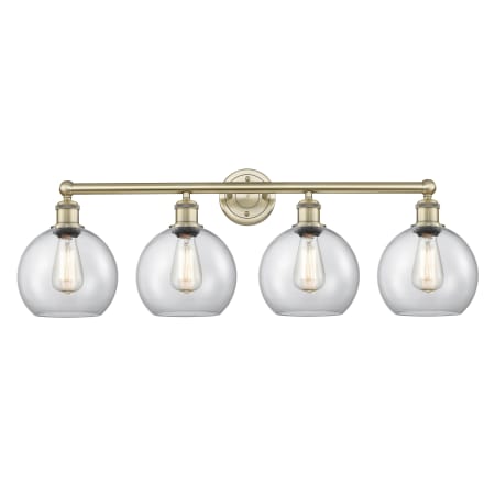 Innovations Lighting Athens 4 Light 35" Wide Vanity Light Antique Brass / Clear
