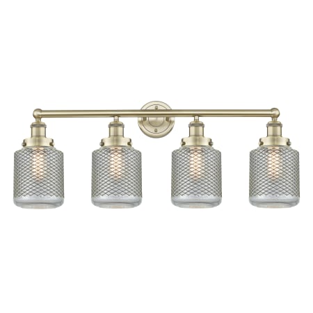 Innovations Lighting Stanton 4 Light 33" Wide Vanity Light Antique Brass / Clear Wire Mesh