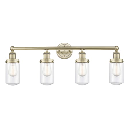 Innovations Lighting Dover 4 Light 34" Wide Vanity Light Antique Brass / Clear