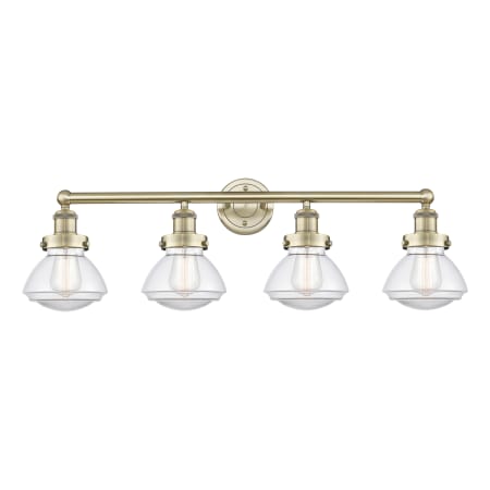 Innovations Lighting Olean 4 Light 34" Wide Vanity Light Antique Brass / Clear