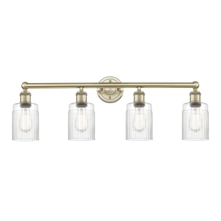 Innovations Lighting Hadley 4 Light 32" Wide Vanity Light Antique Brass / Clear