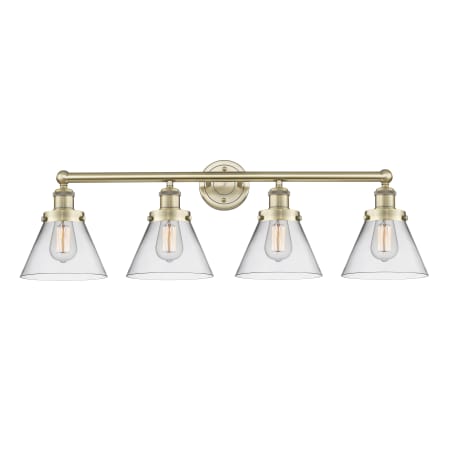 Innovations Lighting Cone 4 Light 35" Wide Vanity Light Antique Brass / Clear