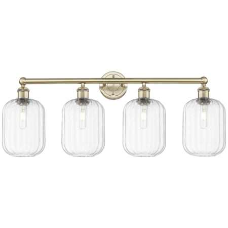 Innovations Lighting Preston 4 Light 34" Wide Vanity Light Antique Brass / Clear