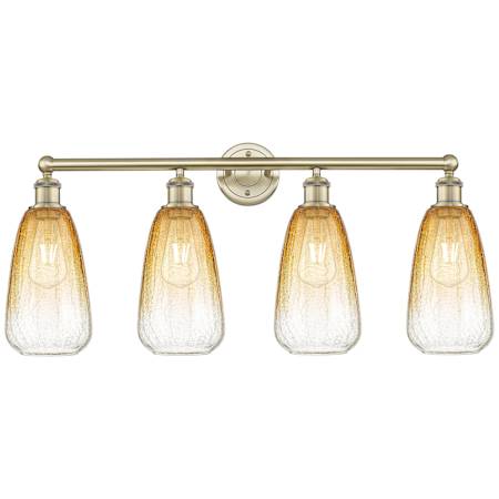 Innovations Lighting Brookhaven Almond 4 Light 33" Wide Vanity Light Antique Brass / Amber