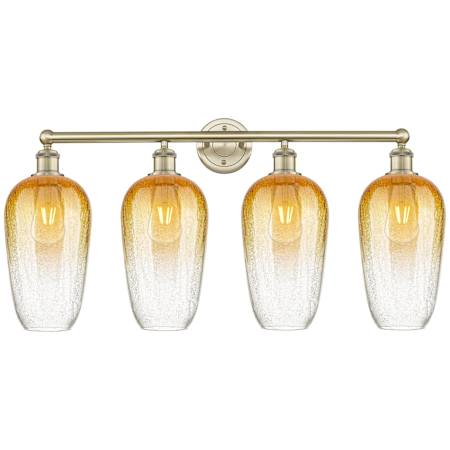 Innovations Lighting Brookhaven Flute 4 Light 34" Wide Vanity Light Antique Brass / Amber