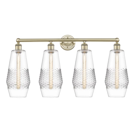 Innovations Lighting Windham 4 Light 34" Wide Vanity Light Antique Brass / Clear