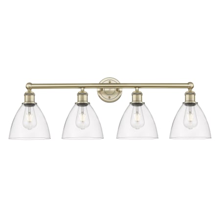 Innovations Lighting Bristol Glass 4 Light 35" Wide Vanity Light Antique Brass / Clear