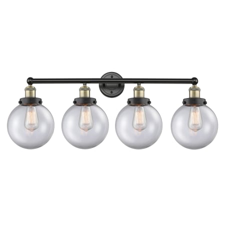Innovations Lighting Beacon 4 Light 34" Wide Vanity Light Black Antique Brass / Clear