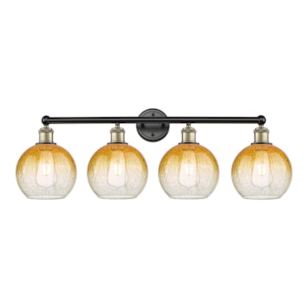 Innovations Lighting Brookhaven Globe 4 Light 35" Wide Vanity Light Black Antique Brass / Amber